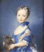 PERRONNEAU, Jean-Baptiste A Girl with a Kitten oil painting on canvas